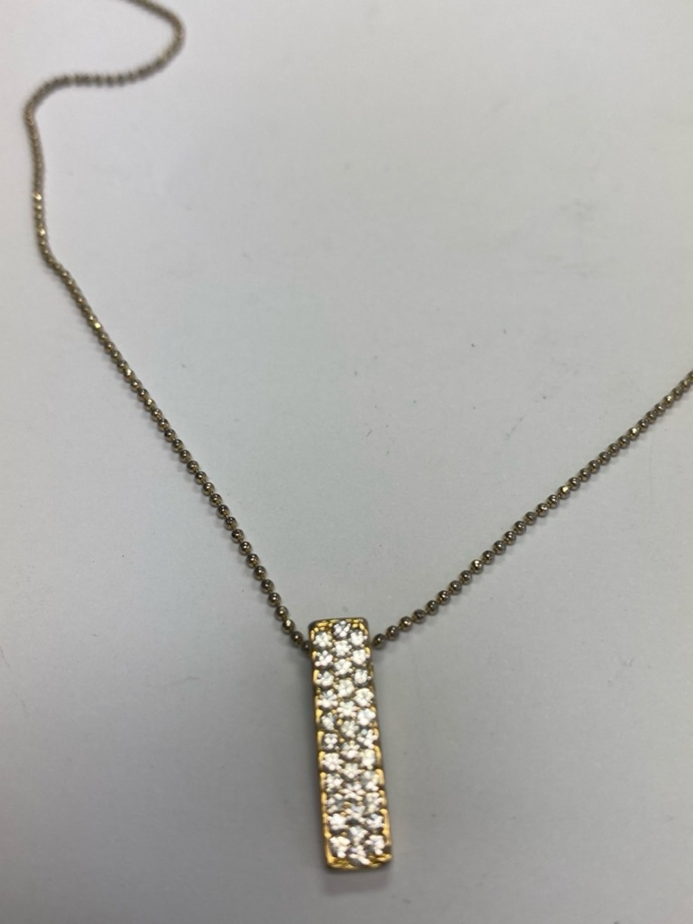 Gold tone Bar Pendant Necklace with Crystal Accents - Women's Jewelry - Picture 2 of 5